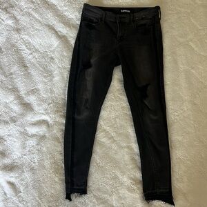 Express Gray Ankle Legging Jeans Mid Rise Size 8